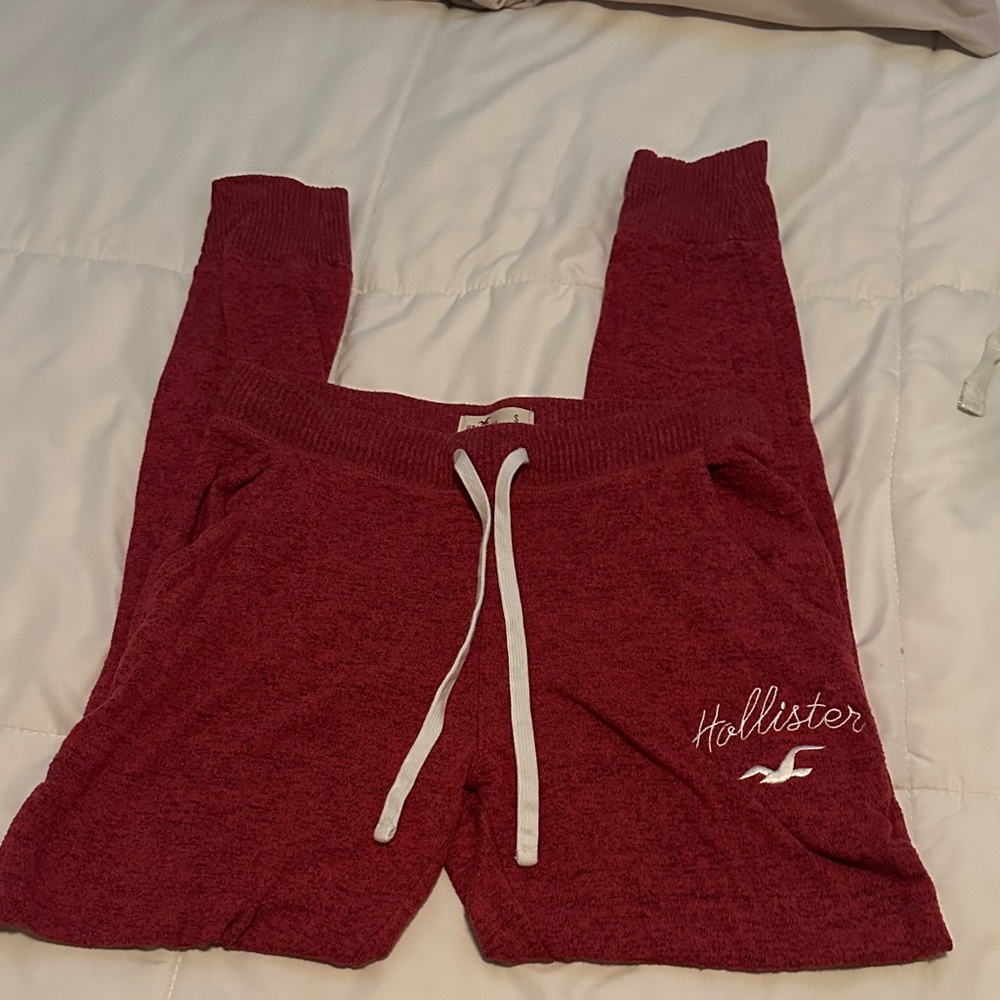 Hollister Burgundy Joggers with White Accents